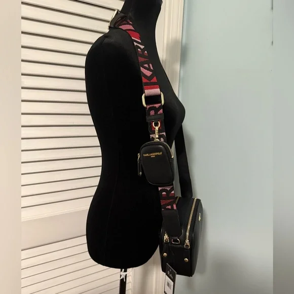 Karl Lagerfeld NWT Black Crossbody with Beautiful Strap and Attached coin purse! - Picture 3 of 9